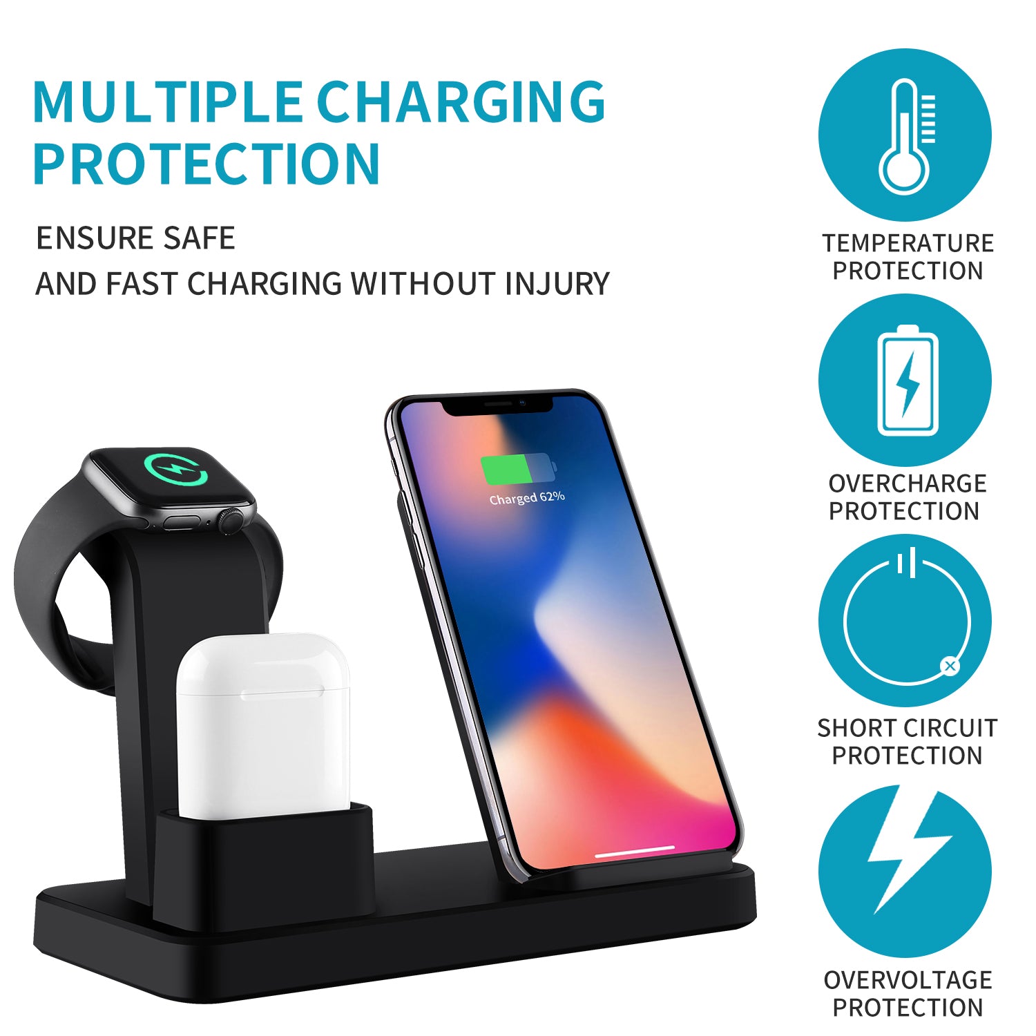 Station de support de chargeur sans fil magnétique 3 en 1 Station de support de chargeur sans fil magnétique 3 en 1